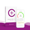 Verpackung des cerascreen Vitamin B12 Tests und Smartphone-Display mit Vorschau des Testergebnisses