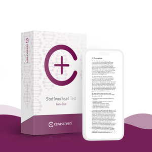cerascreen Stoffwechsel Test Set mit digitalem Ergebnisbericht auf Smartphone – genetische Analyse für personalisierte Ernährung und Diätplanung