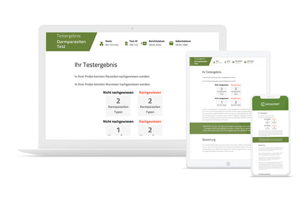 Vorschau des Testergebnisses des Darmparasiten Tests von cerascreen