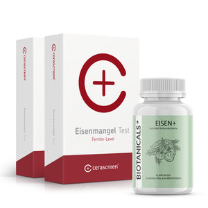 2 Eisen-Tests von cerascreen, Eisen+ von Biotanicals