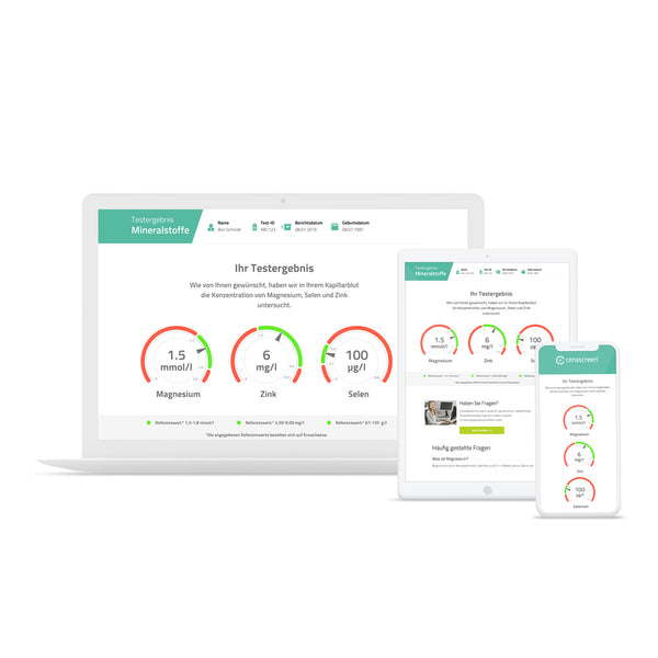 Vorschau des Testergebnisses des Zinkmangel Tests von cerascreen